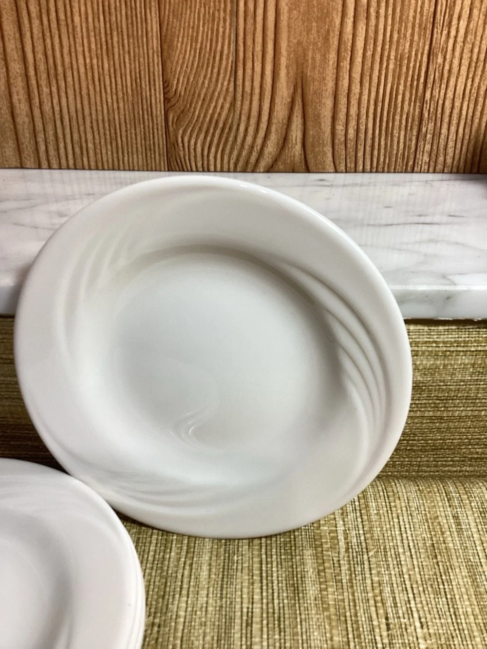 Vintage Arcopal France Ivory Milk Glass 6.25” Dessert Plates set of 4